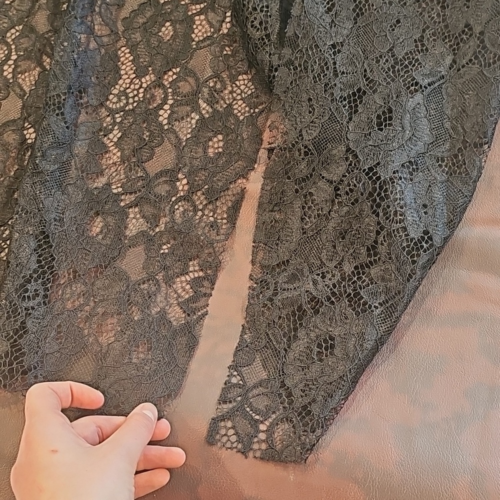 B1 Black Tank Top Solid Lace Spaghetti Strap Dual Leg Split Sexy Top Dress Sz M - Picture 6 of 7